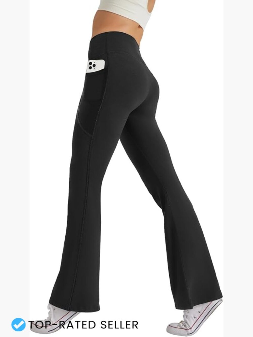 High Waist Flared Yoga Pants Bootcut Leggings Side Pockets Buttery Soft Stretch